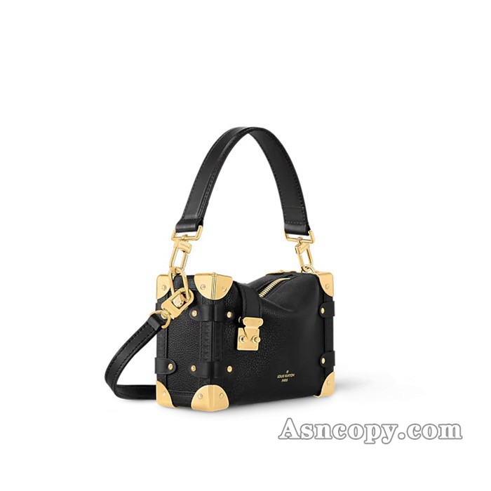 ルイヴィトングレインカーフレザーサイドトランク PMショルダーバッグ  M23817ブラック