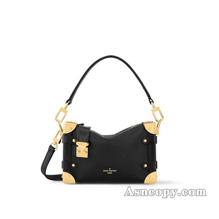 ルイヴィトングレインカーフレザーサイドトランク PMショルダーバッグ  M23817ブラック