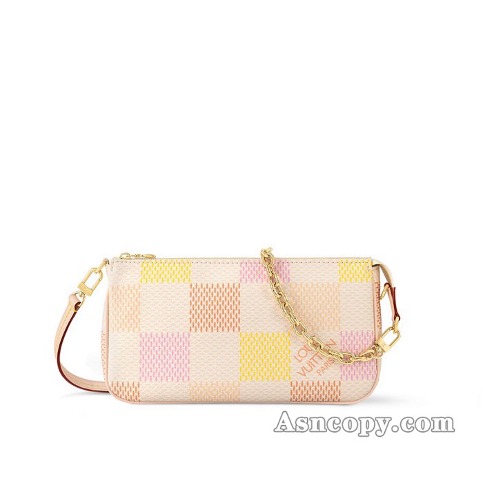 ルイヴィトンダミエポシェット･アクセソワールショルダーバッグ  N40642ピーチ ピンク